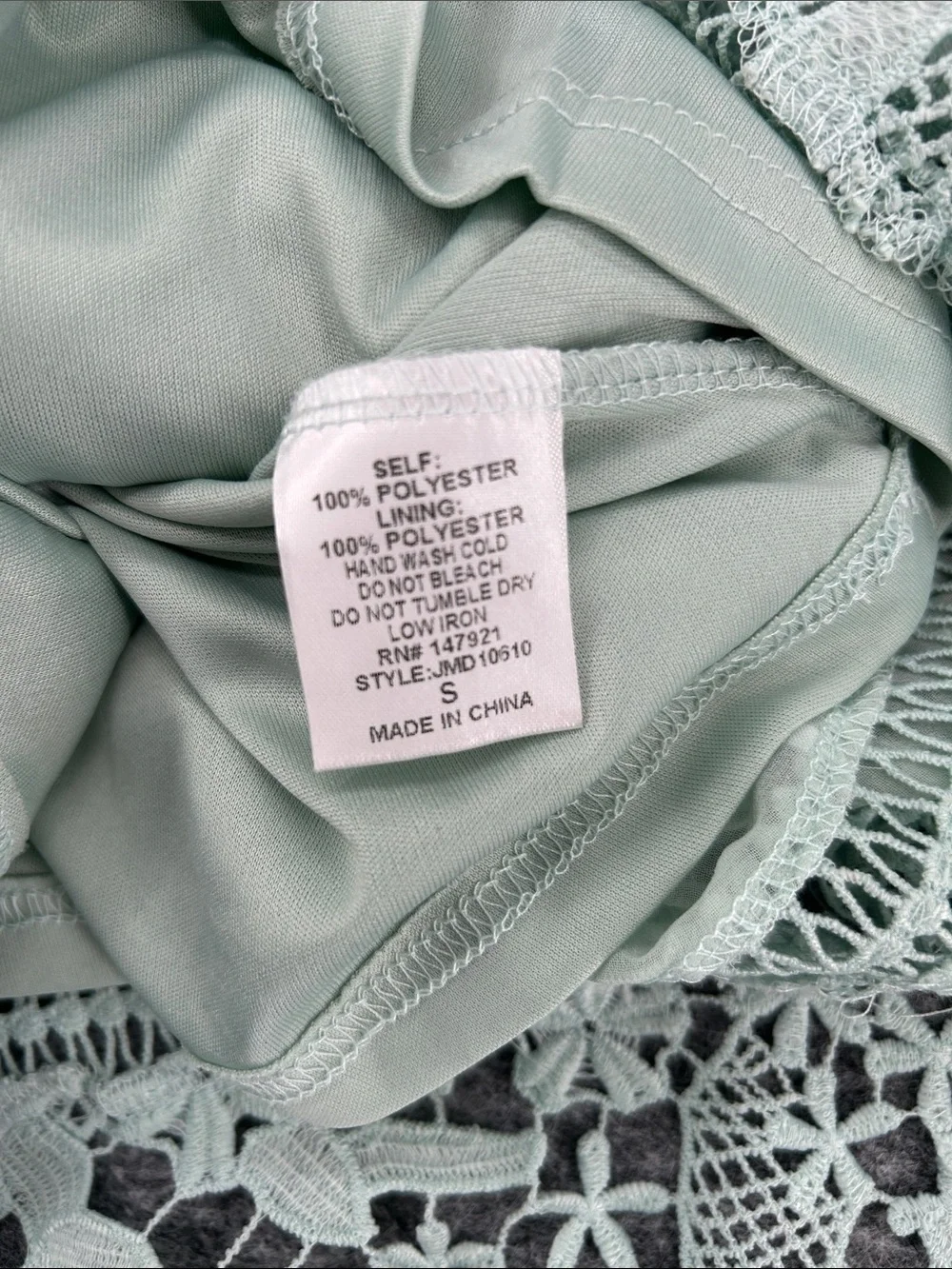 Just Me Women’s Mint Green Dress with Delicate Crochet Trim - Picture 7 of 11